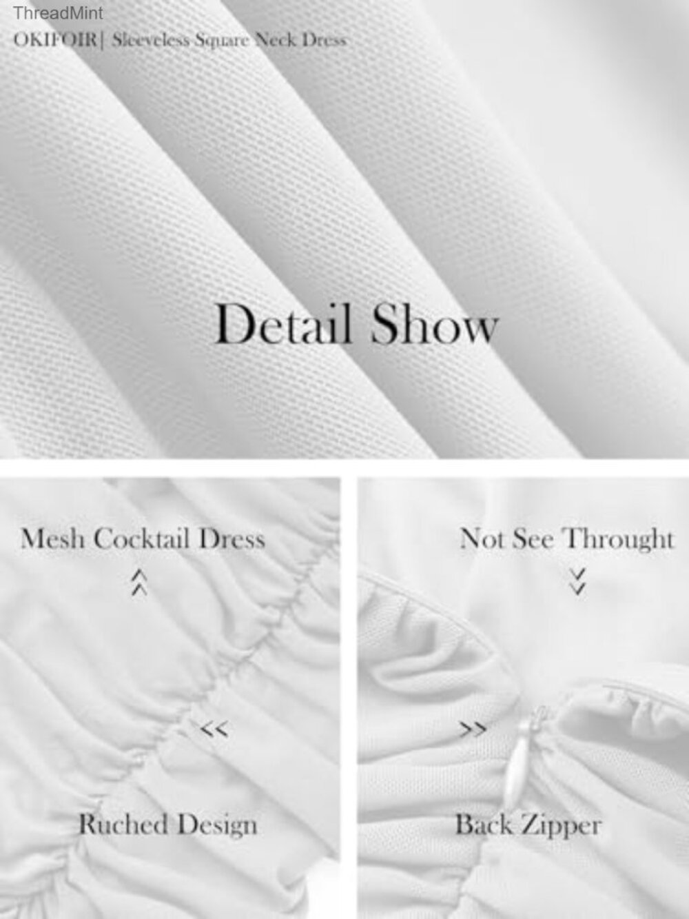 Bodycon Midi Dress Square Neck Ruched Cocktail Party Stretch Fabric - Picture 6 of 7